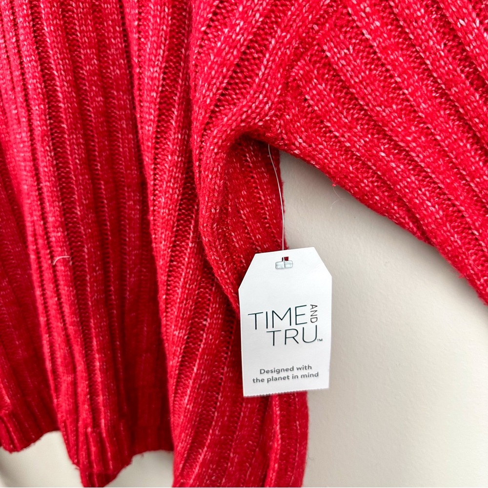 Time and Tru Red Plus Size Turtle Neck Knit Chunky Sweater - Picture 9 of 10